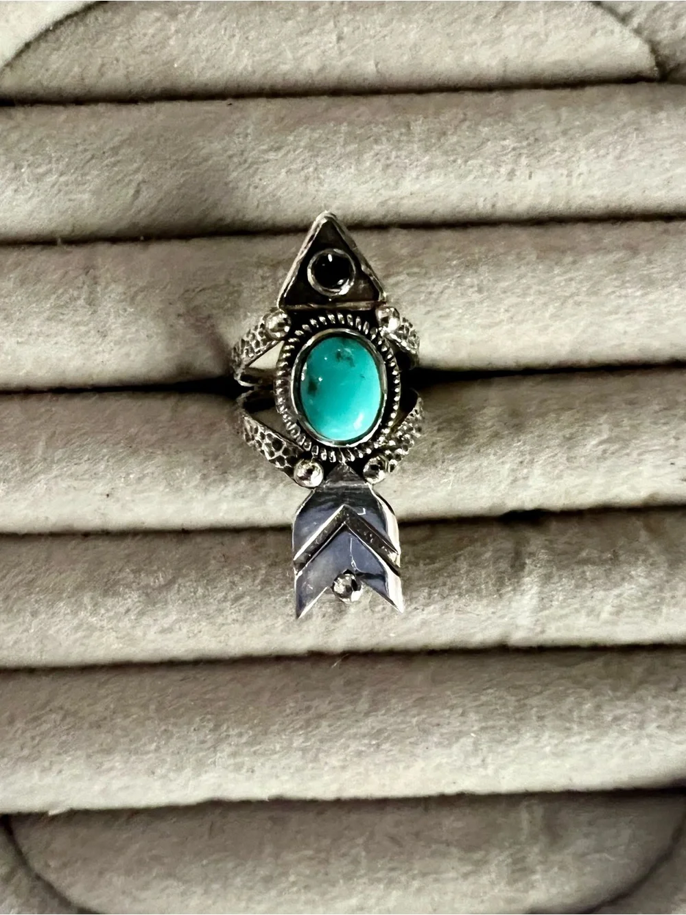 Sterling Silver Turquoise & Onyx  Arrow Statement Ring - Women's Jewelry